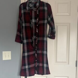 Tommy Hilfiger Red and Black Plaid Midi Dress